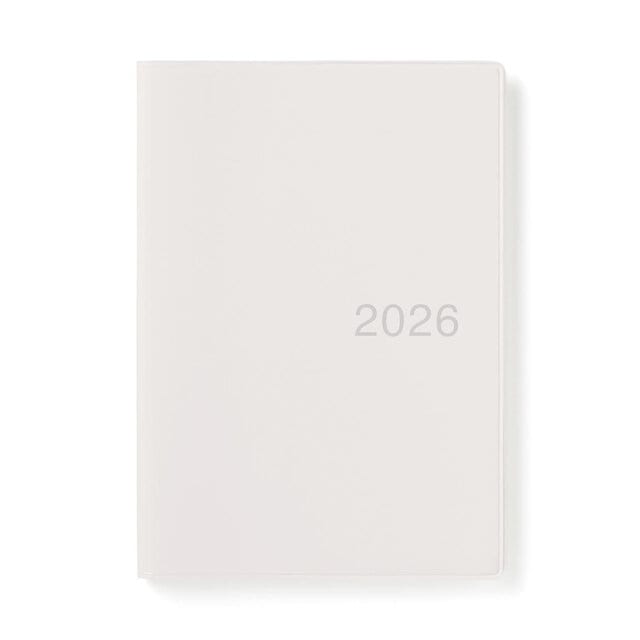 muji 2026 vinyl planner white grey